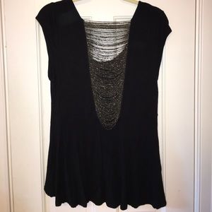 Free People Black Shirt with Sparkly Back